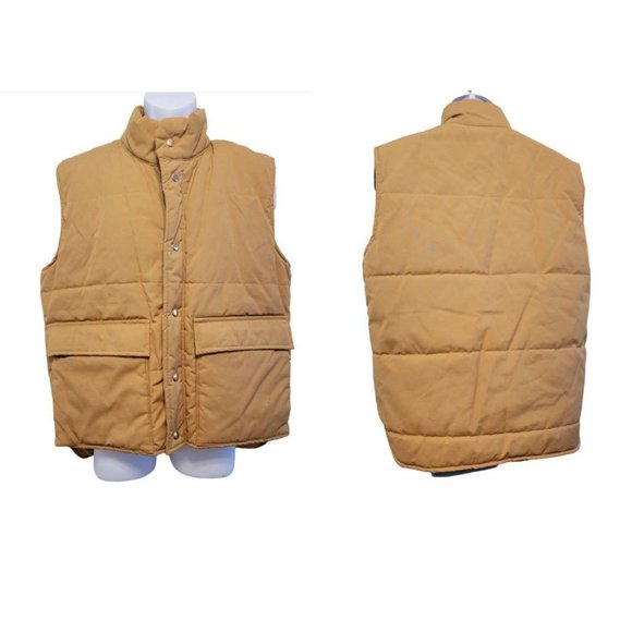 Christopher Rand Puffer Ski Vest Rare Trucker Ranch Cowboy Tan Men Large - Picture 1 of 4